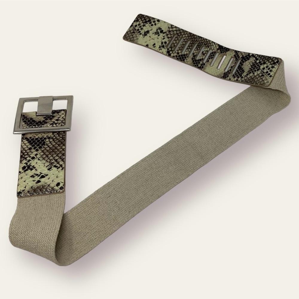 🛍️SALE🛍️ Snakeskin Print Wide Women’s Belt Stretchy with Square Buckle - Picture 2 of 11